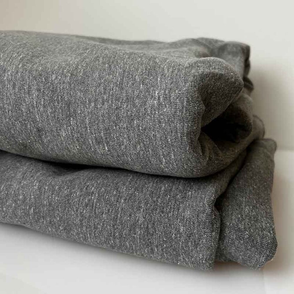 4 yards Grey Cotton Jogging Fleece, Designer Deadstock
